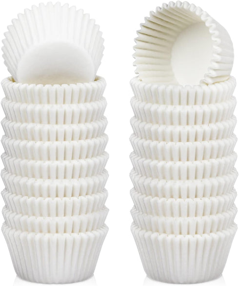 Caperci 500 Count Mini Cupcake Liners, White Muffin Liners, Greaseproof Small Cupcake Wrappers for Baking