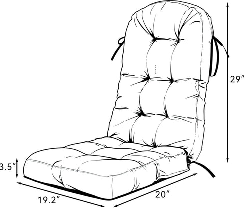 49x19in,Yellow Outdoor Rocking Chair Cushion for Adirondack Chair, High Back Patio Outdoor Seat Chair Cushion
