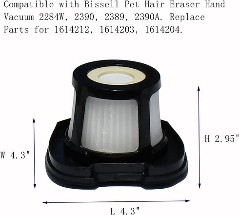 Vacuum Filter Replacement for Bissell 2284W, 2390, 2389, 2390A, Includes 4 Mesh and 4 Foam Filters