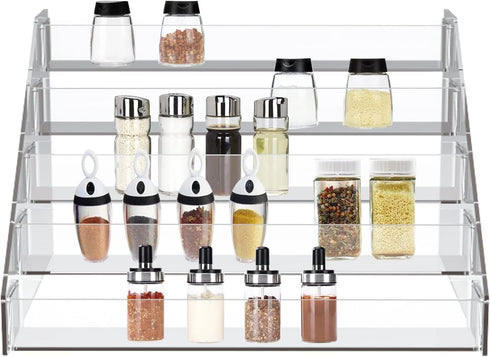 3 Countertop WUIVIUT Spice Rack Organizer For Cabinet, in/Tier Acrylic Tiered Spice Shelf Can Storage Organizer