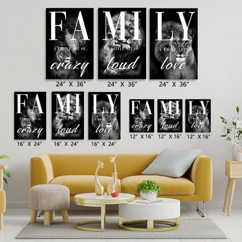 GUBIYU Farmhouse Family Wall Art Set of 3, Rustic Wood Framed Animal Lion Art for Living Room Decor