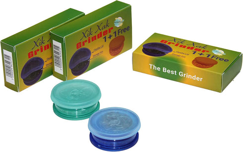 Xik Xak Plastic Grinders for Herbs, Build-In Storage with Lid, Pack of Two Units