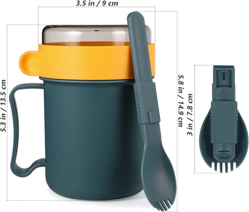 Microwavable Soup Cup with Lid: Soup Mug, Bowl, To-Go Container, Cereal Cup with Cover & Scoop for Soups, Noodles,