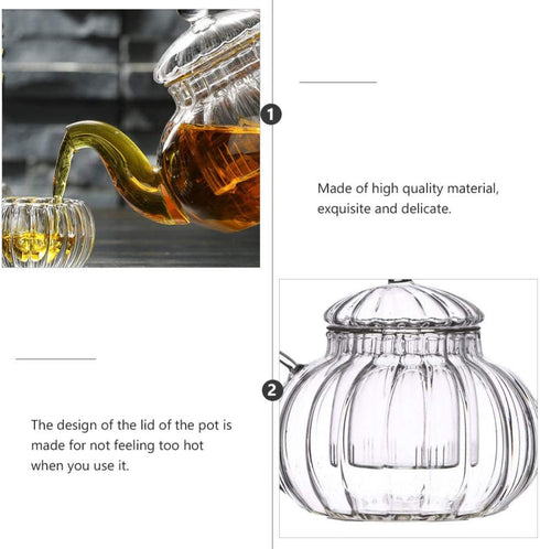 Glass Teapot with Infuser, Loose Leaf and Blooming Tea Maker, Stovetop Safe Kettle