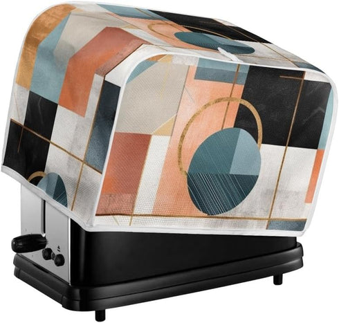 Modern Geometric Circle Two Slice Toaster Cover - Foldable Kitchen Appliance Bread Toaster Oven Cover with Hang Loop.