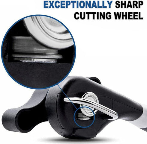 PAKITNER Safe Cut Can Opener - Smooth Edge, Handheld Easy Turn Knob, Ergonomic Stainless Steel Cutting Tool