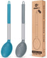Pack of 2 Large Silicone Cooking Spoon - Non Stick Solid Basting Spoons, Heat-Resistant Kitchen Utensils for Mixing,
