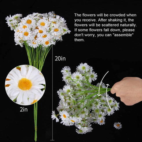 AmyHomie Artificial Flowers, Silk Daisy, White Artificial Gerber Daisy for Home and Wedding Decoration
