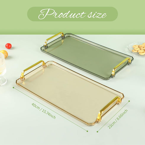 Generic Acrylic Serving Tray with Handles - Multi-Use Plastic Tray for Party, Kitchen & Bathroom - Decorative Valet