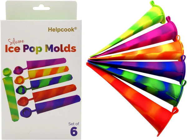 Popsicle Molds, 6 Pieces Silicone Ice Pop Molds, Drip Free Maker for Kids, BPA Free Freezer Tubes with Lids
