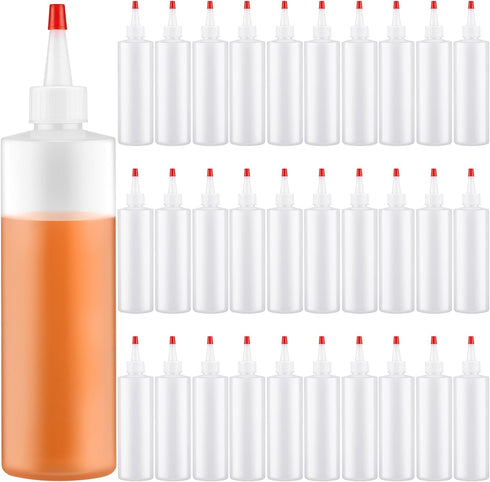 30 Pcs 8.5 oz Plastic Squeeze Bottle Condiment Squeeze Bottle with Red