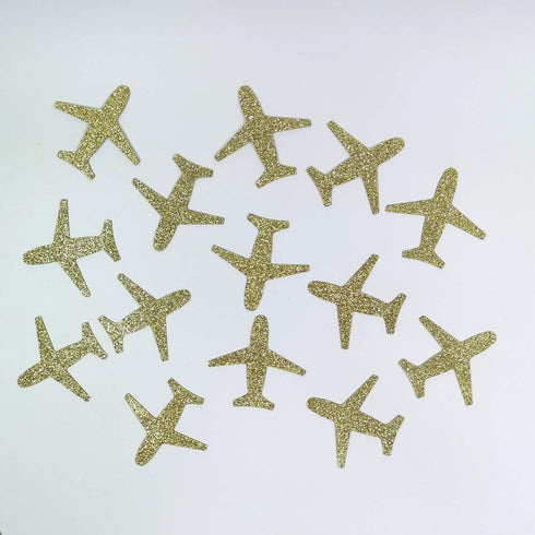 100 Counts Gold Glitter Airplane Table Scatter/Paper Confetti for Baby Shower Birthday Party