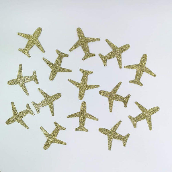 100 Counts Gold Glitter Airplane Table Scatter/Paper Confetti for Baby Shower Birthday Party