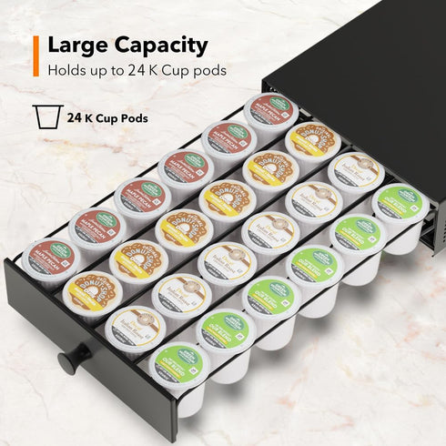 SICHEER K Cup Organization Storage Drawer, Sliding Tray Pull Out Coffee Pod Organizer, Compatible with Keurig