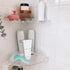 JiePai Acrylic Corner Shower Caddy Shelf with Hooks, 2 Pack Adhesive Wall Mounted Organizer for Shower & Kitchen Storage