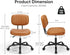 Armless 360 DUMOS Small Home Office Desk Chair - Vanity Task Chair with Low Back, Height Adjustable PU Leather Swivel