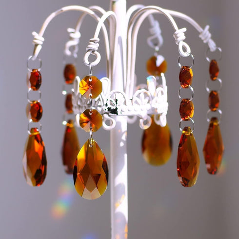 20pcs 38mm Teardrop Chandelier Crystals Pendant Replacement Prism Suncatcher Parts Connected Glass Octagon Beads
