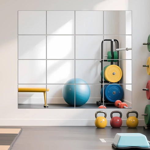 Ruomeng Home Gym Mirrors 14" x 12" x 16Pcs Wall Mounted Mirror Glass