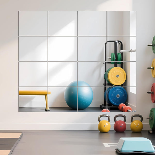 Ruomeng Home Gym Mirrors 14" x 12" x 16Pcs Wall Mounted Mirror Glass