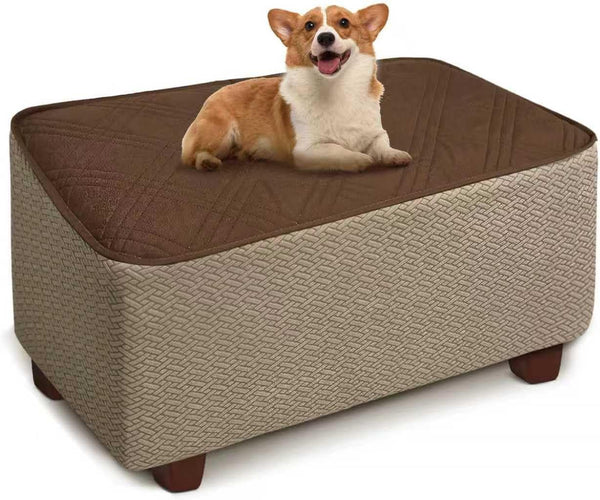 MEHIDFY Ottoman Cover, Waterproof Square Stool Slipcover, Quilted Stretch Furniture Protector, 28-32