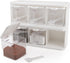 Hedume 2 Pack 3 Grids Clear Seasoning Box with Handle and Spoon,