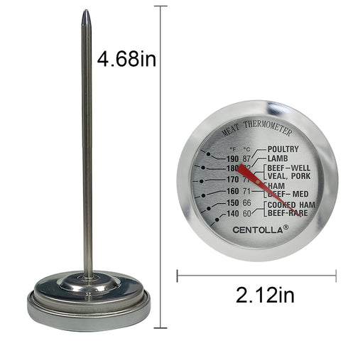 Meat Thermometer Oven Safe, 2 Pieces Dishwasher Safe for Cooking and Grilling, Stainless Steel Cooking Thermometer