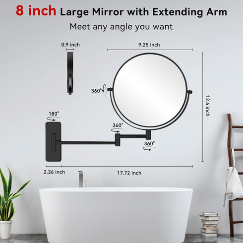 Hahoray 8 20X 4 inches, 360Swivel Wall Mount Makeup Mirror with Strong Magnification Keep Bathroom Shaving Mirror Wall