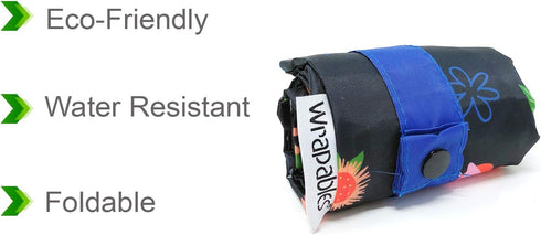 Wrapables Large Reusable Shopping Tote Bag with Outer Pouch