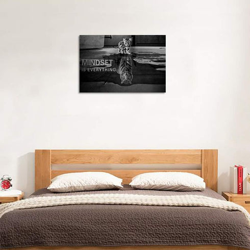 Inspirational Cat Entrepreneurship Wall Art, Positive Canvas Poster Print for Office Decor - 12" Hx18 W