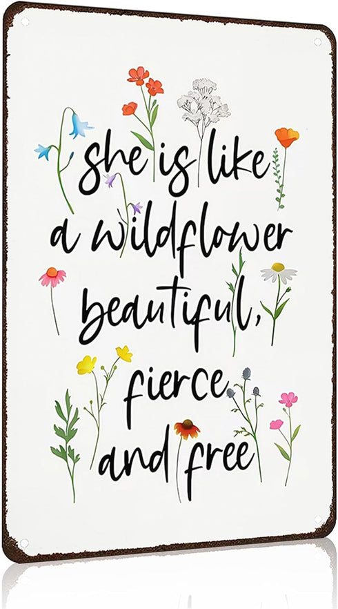 Wildflower Gifts for Women Vintage Wildflower Inspired Sign She Is Like A