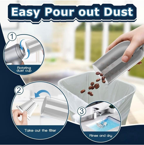 Handheld Vacuum Cordless, 15000PA Car Vacuum Cleaner High Power, Portable 4-in-1 Rechargeable Handheld Vacuum for Car,