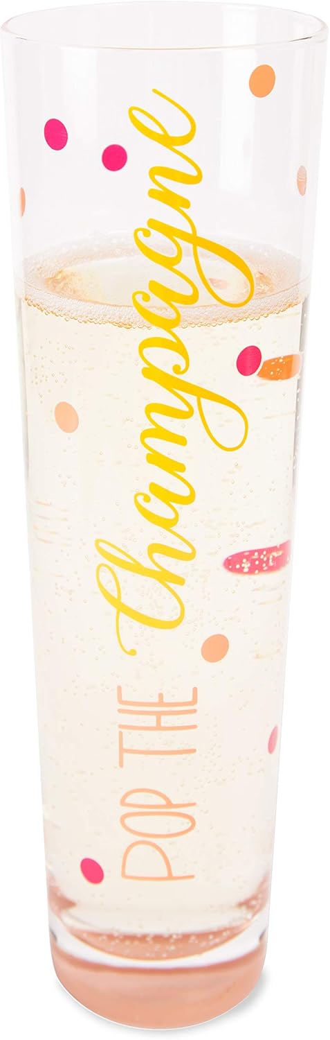 Pavilion Gift Company Clear Pop Champagne Flute, 8 oz, Yellow, Orange