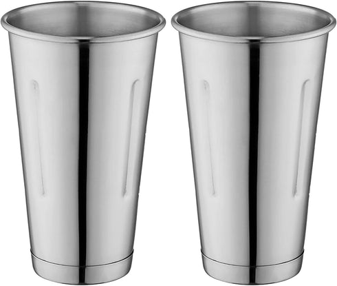 Metal Magery Stainless Steel Milkshake Cups - Immersion Hand Blender Malt Cup 30 oz Set of 2