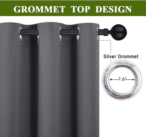 NICETOWN Blackout Curtain Blind for Bedroom, Thermal Insulated Grommet Blackout Drape (Single Panel, W42 x L63, Grey)