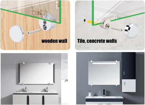 MY MIRONEY 4Pcs Zinc Alloy Mirror Clips, Floating Glass Clip Clamps for Wall-Mounted Bathroom Mirrors