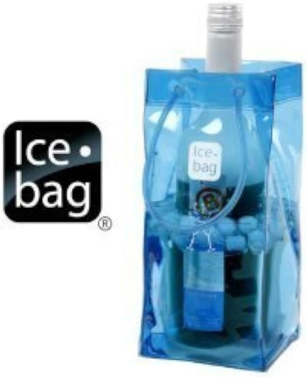 Franmara 9030 Clear 9-5/8" Wine Cooler Bag, 9-5/8” high X 4-5/8” wide X 4” deep(gusset), Blue