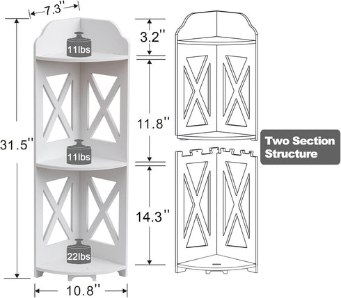 TuoxinEM Corner Shelves for Bathroom Storage, Waterproof Toilet Paper Holder Stand, White