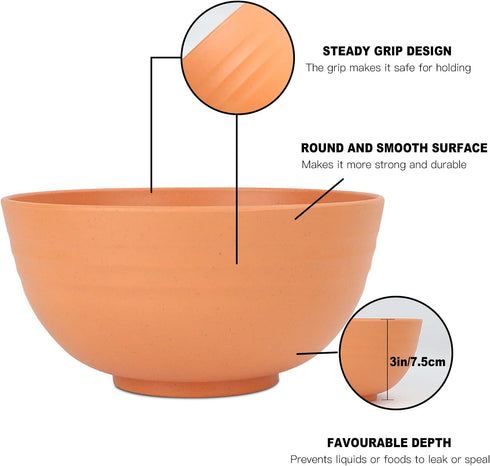 Homienly Cereal Bowls, 6 PC Unbreakable Soup Bowls, Lightweight Wheat Straw Fiber Bowls (26 OZ, 6 PCS)