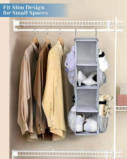 Closet 8 SLEEPING LAMB Short Hanging Shoe Organizer for Storage with Mesh Side Pockets Holds Pairs, Hanging Shoe Rack