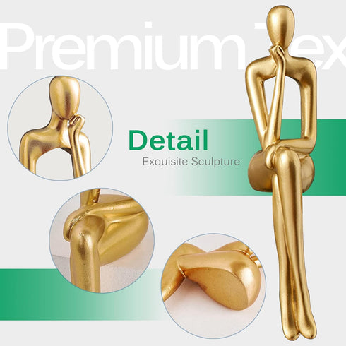 3pcs Gold Decor Thinker Statue, Resin Abstract Man Cutout Art Action Statue Coffee Table Decor for Home Living Room