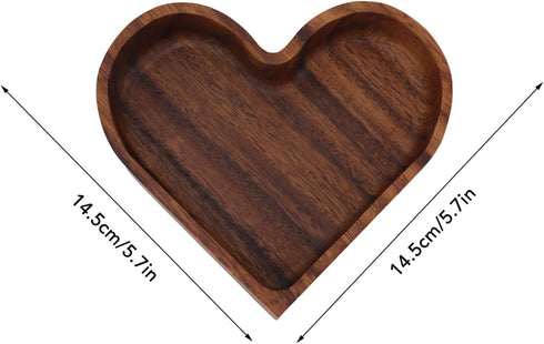 Pssopp Wooden Serving Platter, 14.5x14.5cm Heart Shape Smooth Textured Elegant Nonslip Table Tray for Tea Food Snack Kitchen Utensils (Heart 14.5x14.5cm) by Pssopp