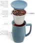 14 oz Tea Forte Ceramic Fiore Cup with Handle, Removeable Stainless Steel Infuser Basket and Lid, Steeps Loose Leaf