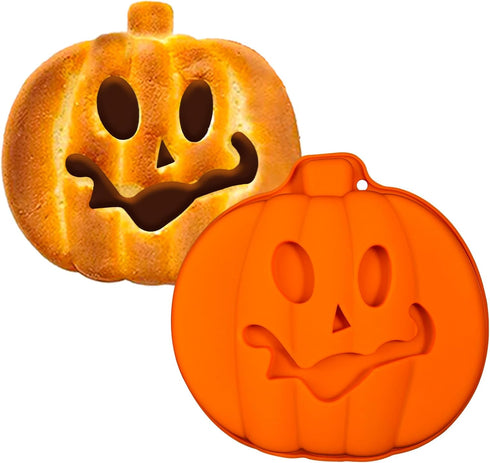 Webake Pumpkin 8 Inch Cake Pan Silicone Jack-O-Lantern Mold 3D Pumpkin Shaped Cake Mold Large, Halloween Baking Pan, Trick or Treat for Halloween Party by Webake