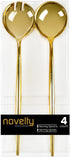 Dazzling Gold Novelty Serving Spoon & Spork, 4 Count Plastic Serveware for Parties