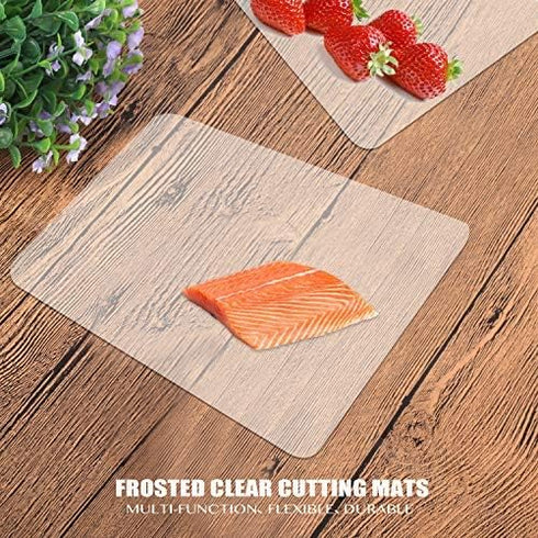 Fotouzy Plastic Cutting Board Set of 7, Frosted Clear Flexible Mats, BPA-Free, Non-Porous, Dishwasher Safe, Transparent