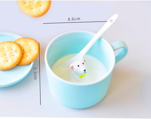 ZaH 3D Coffee Mug, Cute Animal Inside Cup, Cartoon Ceramics Teacup for Kids, 8 oz Duck