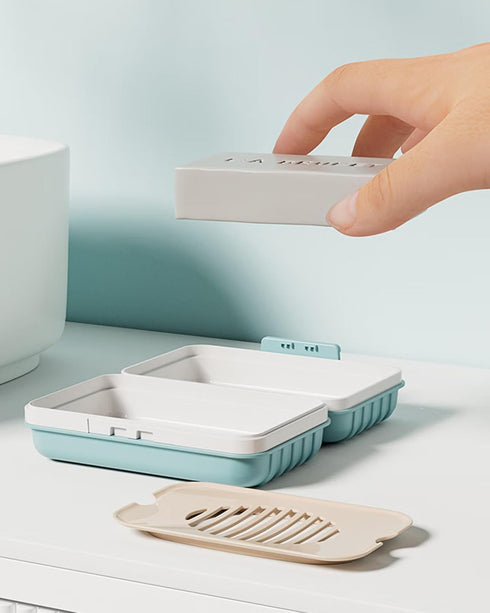 Doter Travel Soap Holder with Lid - Draining Soap Box for Shower -Compact Travel Soap Case Leak-Proof Design
