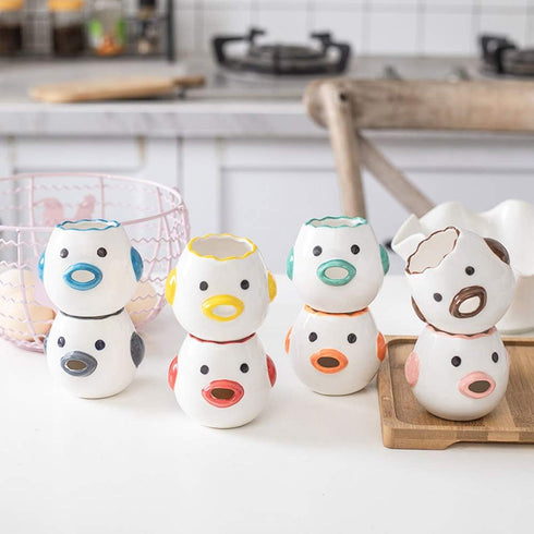 Egg Yolk Separator ZOSTLAND, HQ Creative Ceramics Cute Little Chicken for Baking Assistant Tool (Upgrade Blue Chick)