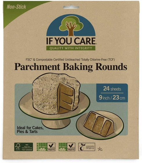 If You Care Parchment Paper Rounds for Baking, Pack of 24 Circle Liners, Unbleached, 9 Inch Diameter