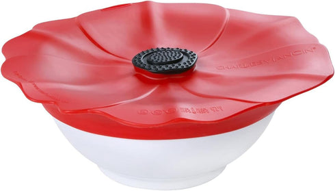 Charles Viancin Poppy Pop Silicone Lid for Food Storage - 11''/28cm, Airtight Seal, BPA-Free, Red Scarlet